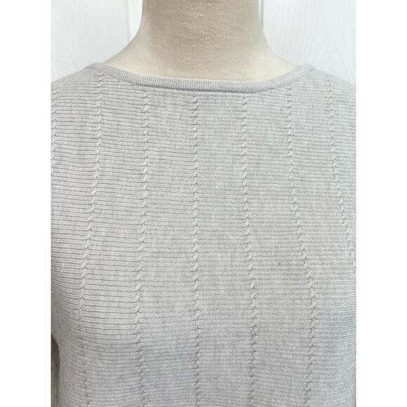 PREMISE Womens Size M Aluminum Heather Textured Knit Sweater Top Side Slit Cozy - Picture 4 of 11